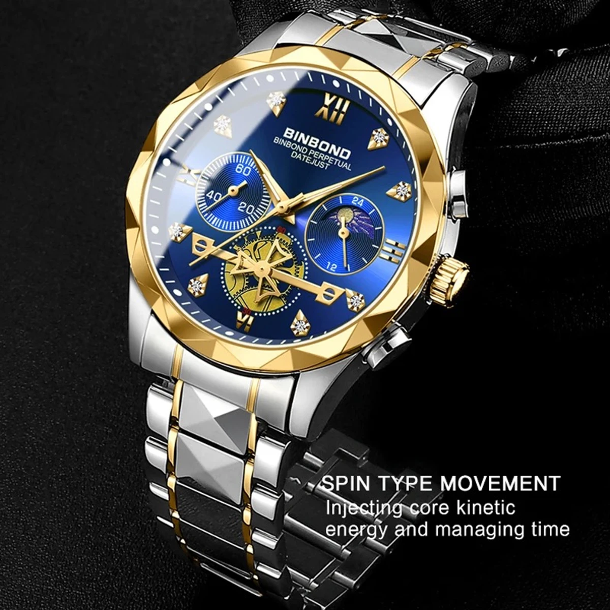 New Luxury Watch For Men Stainless Steel Waterproof Business Sport Wristwatches- Blue