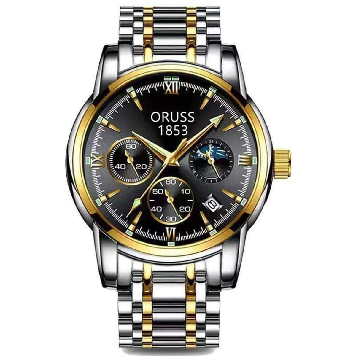 Original ORUSS SENO Men Waterproof Simple Ultra-Thin Luxury Business Fashion Watch Calendar- Black
