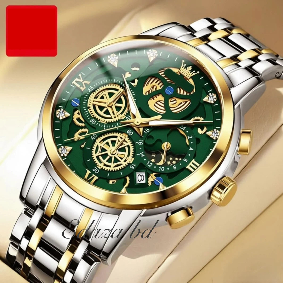Poidagor Top Quartz Men's Brand Watch Luxury Watch Style Men's Watch- Green